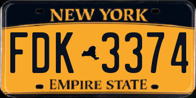 NY license plate FDK3374