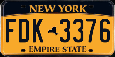 NY license plate FDK3376