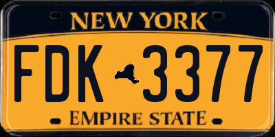 NY license plate FDK3377