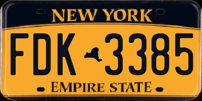 NY license plate FDK3385