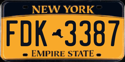 NY license plate FDK3387