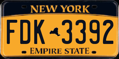NY license plate FDK3392