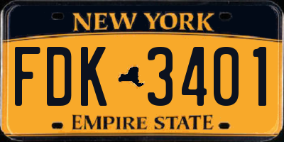 NY license plate FDK3401