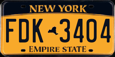 NY license plate FDK3404