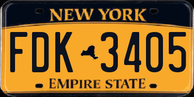 NY license plate FDK3405