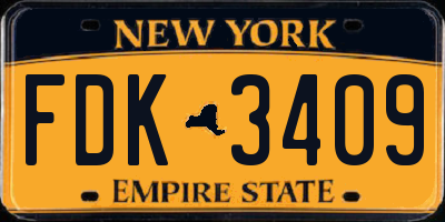 NY license plate FDK3409