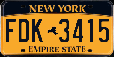 NY license plate FDK3415