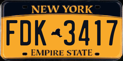 NY license plate FDK3417