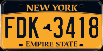 NY license plate FDK3418