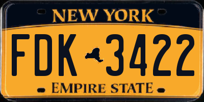 NY license plate FDK3422