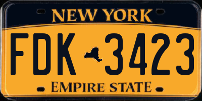 NY license plate FDK3423