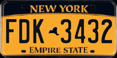 NY license plate FDK3432