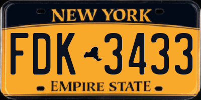 NY license plate FDK3433