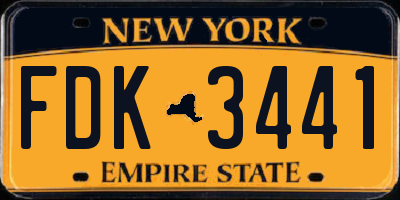 NY license plate FDK3441