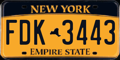 NY license plate FDK3443
