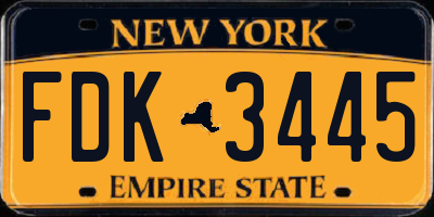 NY license plate FDK3445