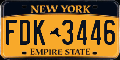 NY license plate FDK3446