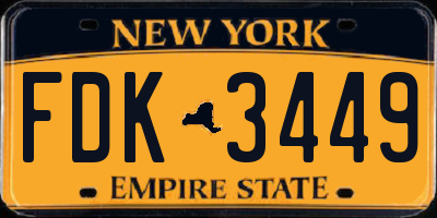NY license plate FDK3449