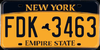 NY license plate FDK3463