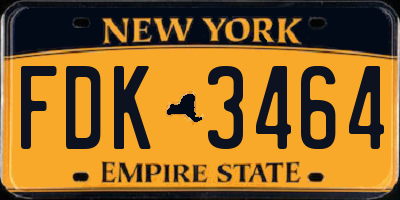 NY license plate FDK3464