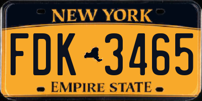 NY license plate FDK3465