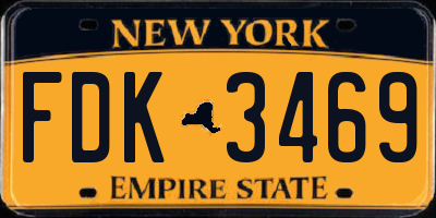 NY license plate FDK3469