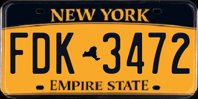 NY license plate FDK3472