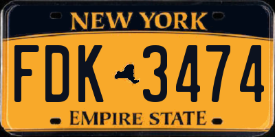 NY license plate FDK3474