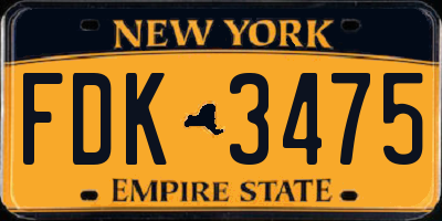 NY license plate FDK3475