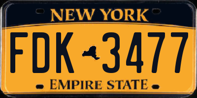 NY license plate FDK3477