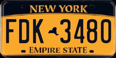 NY license plate FDK3480