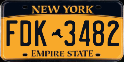 NY license plate FDK3482