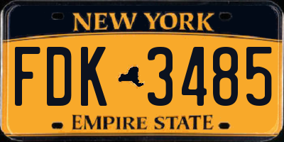 NY license plate FDK3485