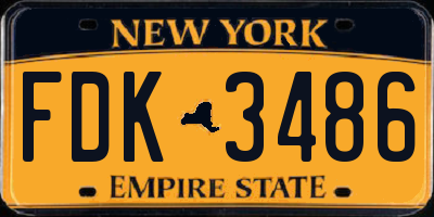 NY license plate FDK3486