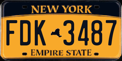 NY license plate FDK3487