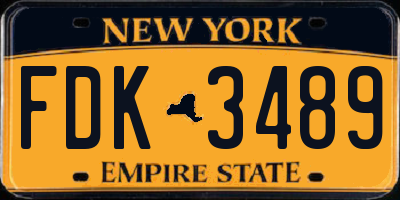NY license plate FDK3489