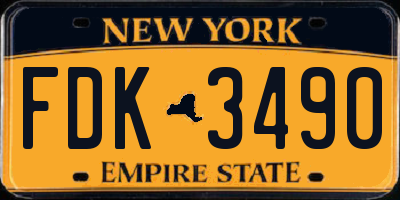 NY license plate FDK3490