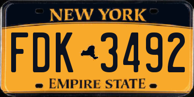 NY license plate FDK3492