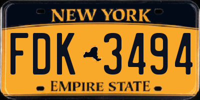 NY license plate FDK3494
