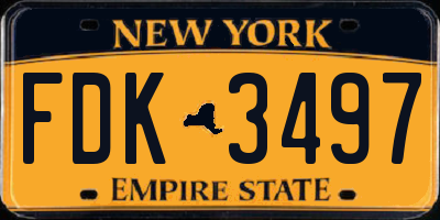 NY license plate FDK3497