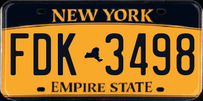 NY license plate FDK3498