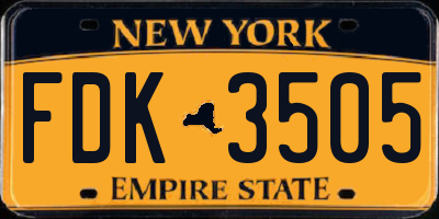 NY license plate FDK3505
