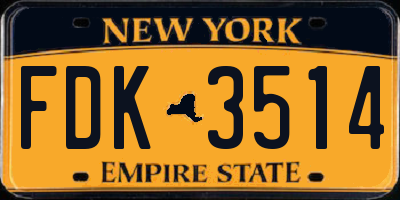 NY license plate FDK3514