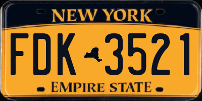NY license plate FDK3521