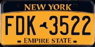 NY license plate FDK3522