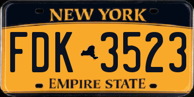 NY license plate FDK3523