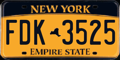 NY license plate FDK3525