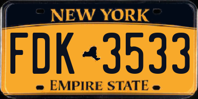 NY license plate FDK3533