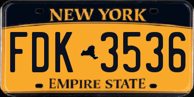 NY license plate FDK3536