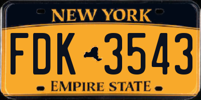 NY license plate FDK3543